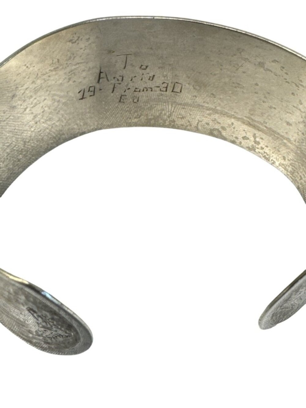 Antique Engraved Silver Cuff Bracelet With Floral Design - Picture 4 of 4